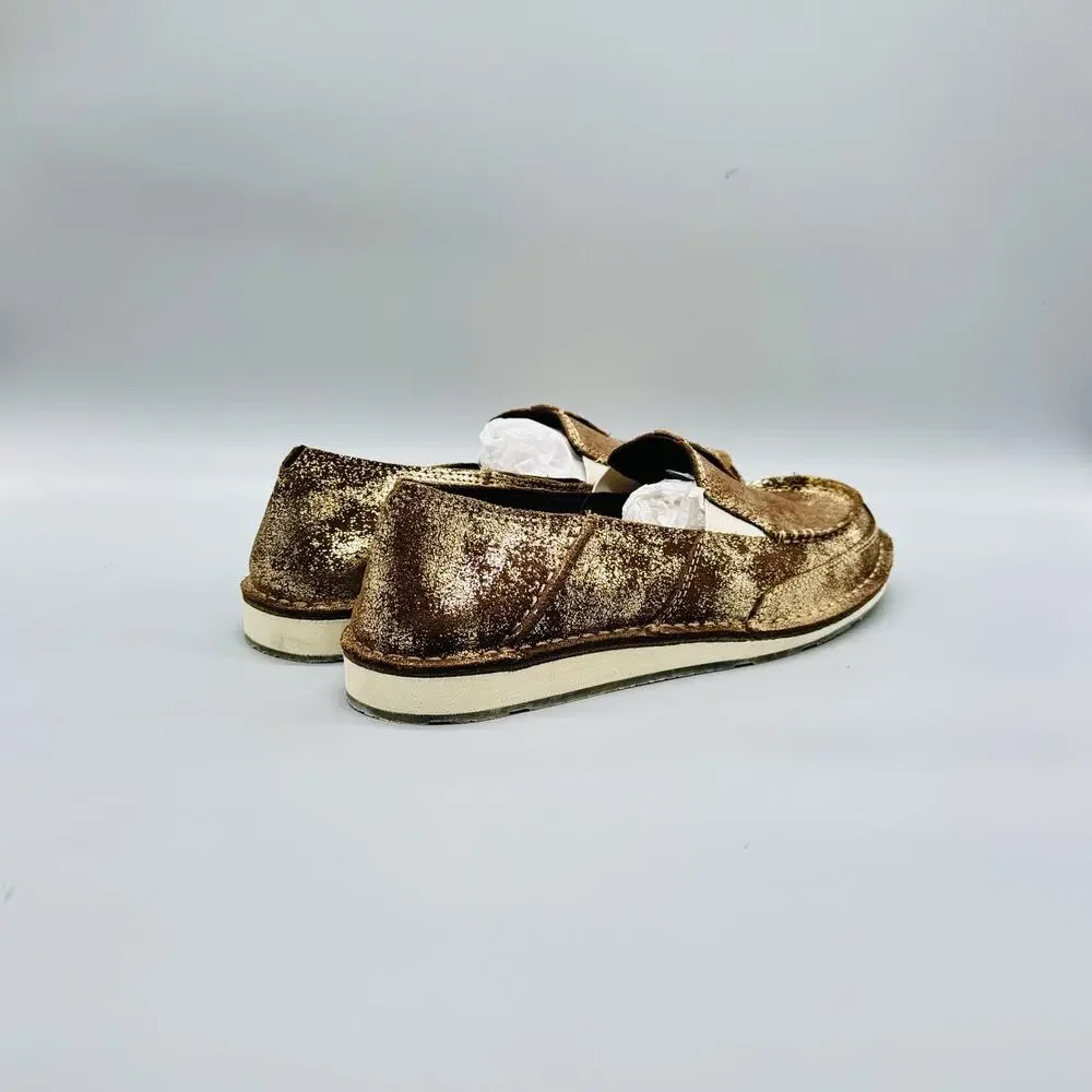 Ariat Shoes Womens 10 Gold Leather Glitter Cruiser Moccasin Flats Slip On Casual